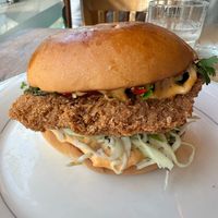 Saucy sesame chick'n burger at Happys Bar & Street Food in Dublin
