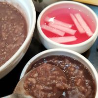 Red bean porridge 동지팥죽 - close-up at Bonjuk 본죽 - Nokdu in Seoul
