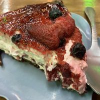 Cheesecake was very much NOT cheesecake  at Liberación Comida Vegana in Buenos Aires