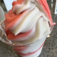 Soft serve strawberry coconut twist at Puree Juice Bar in Bethesda