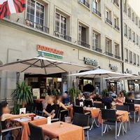 Outdoor seating at Pomodoro in Bern