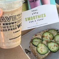 The Coffee One and The Hummus Toast without feta  at Clean Juice in Lake Mary