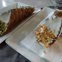 CANNOLI with pistachio and cassata (special traditional Italian gelato flavour with candied fruit in it) at Romeo Peluso in Pompei