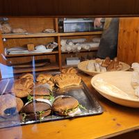 panini with vegan prosciutto and local sweets at Schwarzbrot OG in Vienna