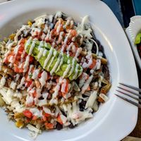 Vegan Arabe burrito in a bowl at Mexico Autentico in Brooklyn