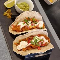 Jackfruit tacos in a corn tortilla at Copenhagen in Valencia