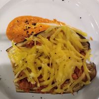 Eggplant relleno with vegan cheese at Copenhagen in Valencia