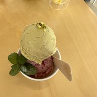 Pistachio and berry gelato  at lilla in Awaji