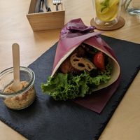 Falafel wrap with peanut sauce at lilla in Awaji