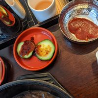 Side dishes at Bibimbap House in Cambridge