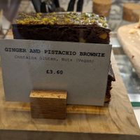 Ginger and pistachio brownie at Atkinsons in Lancaster