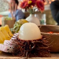 Assorted Exotic Fruits
with pineapple, dragon fruit, mango, rambutan at Wayan in New York City