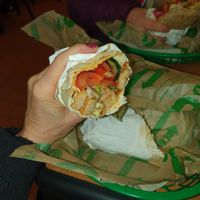 Customized wrap with soy straccetti and fresh vegetables at Subway in Pisa