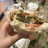 Sub w vegan burger + vegan garlic sauce  at Subway in Pisa