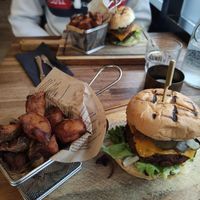 Vegan burger and crispy potatoes at krisp in Selfoss