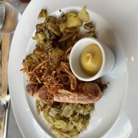 Brautwurst and potatoes   at Caféhaus Siesmayer in Frankfurt