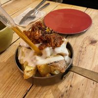 batatas bravas (ask for vegan aioli)  at Atabalats in Barcelona