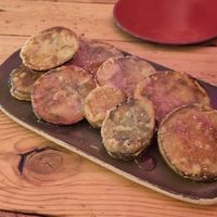Fried eggplant tapas at Atabalats in Barcelona