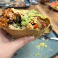vegan grilled veggies and chili tofu chimichanga  at Arriba Burrito in Montreal