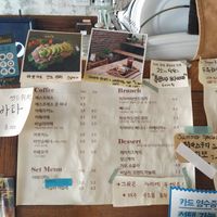 Café Manderley menu – "Vegan 치아바타 샌드위치" (left) is the vegan option. at Cafe Manderley in Seoul