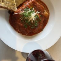 Vegan Lasagne and a wine for lunchh  at Rick's Place in Kensington