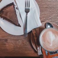 Chocolate Cake & Cappuccino at Karma Café Bar in Offenburg