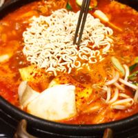 Budae jjigae - stew for 2 at Soju & Gogi Korean BBQ House in Newcastle Upon Tyne