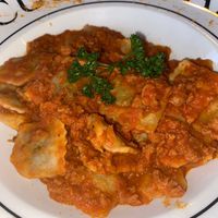 Vegan ravioli with ragu sauce at Casa Sofia in Playa Del Carmen