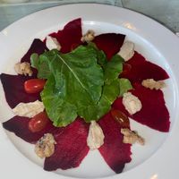 Beet carpaccio with cashew cheese at Casa Sofia in Playa Del Carmen