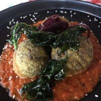 Lentil arancini, get this, the flavors are amazing.  at Casa Sofia in Playa Del Carmen