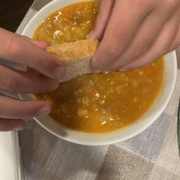 Vegan stew and fresh baked bread all homemade at the mountain hut.  at Krekova koča na Ratitovcu in Torka