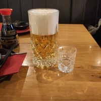 Beer with a shot of sake at Kawaru in Munich
