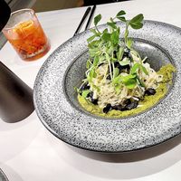 Cacio Pepe - Beautiful presentation but does not make up for bland noodles and OK flavoring from tapenade   at Adesse in London