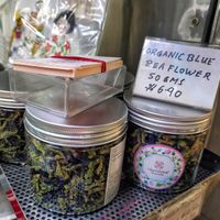 Blue pea flower at HarriAnns Nonya Table in Central Singapore