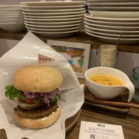 With ginger carrot soup  at Vegginy in Kyoto