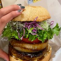 Delicious vegan burger!  at Vegginy in Kyoto