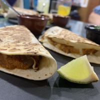 Quesadillas veggies (queso y soja texturizada)  at Tacos Doña Loren in Caceres
