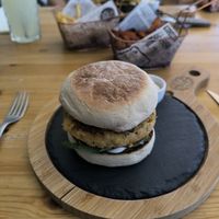 Chickpea burger at Flavours Spot in Setubal