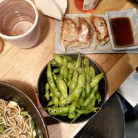 Vegan gyoza and very nice edamame beans at Gaijin Ramen in Aarhus