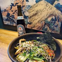 The vegan ramen and a 'Sport-cola' at Gaijin Ramen in Aarhus