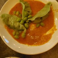 Edamame pot stickers (I already ate one before the photo- oops) at Bar Vegan in Albany