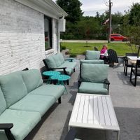 Outdoor seating -side at Evexia in Aurora