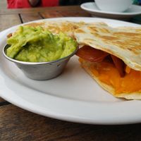 Quesadilla with veg bacon special at Beach'n SF in San Francisco