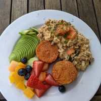 Tofu scramble with hash cakes at Beach'n SF in San Francisco