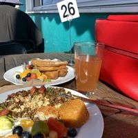 Got Crazy - Vegan Scrabble and Half Order of French Toast Sticks with Kombucha 😋✨✨✨  at Beach'n SF in San Francisco