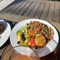 Scramble Close-Up; Sausage has herbs - very tasty 😋   at Beach'n SF in San Francisco