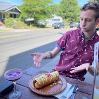 Chimi burrito. Definitely recommend. Romo cocktail on the side    at Mis Tacones in Portland