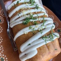 Chimichanga: super authentic beans! Great crisp!   at Mis Tacones in Portland