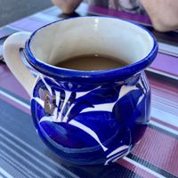 Yummy coffee in a cute mug!  at Mis Tacones in Portland