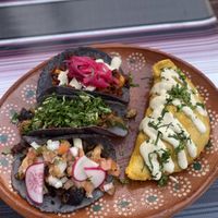 My plate - tacos and empanada   at Mis Tacones in Portland